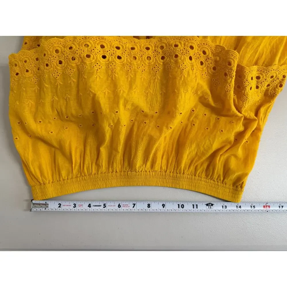 House Of Harlow 1960 Eyelet Tiered Maxi Skirt Size Medium Pull On Mustard Boho - Picture 7 of 11